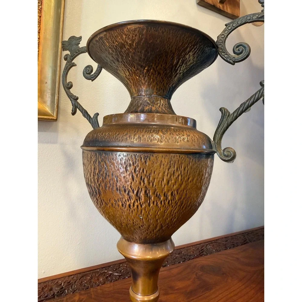 Vintage Italian Copper Urn Vase with Griffin‎ Handles